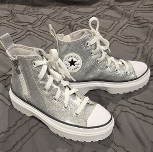 Converse Kids Silver Glitter High-Top Sneakers